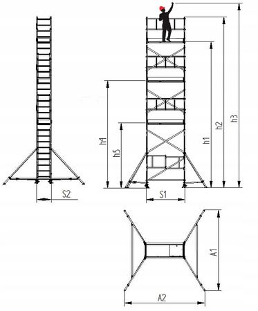 RUSZTOWANIE ALUMINIOWE JEZDNE 9M LEVVEL EASYGATE 42 ELEMENTY RUSZTOWANIA