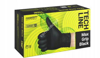 RĘKAWICZKI NITRYLOWE CZARNE XL MOCNE MEDASEPT 90 SZTUK